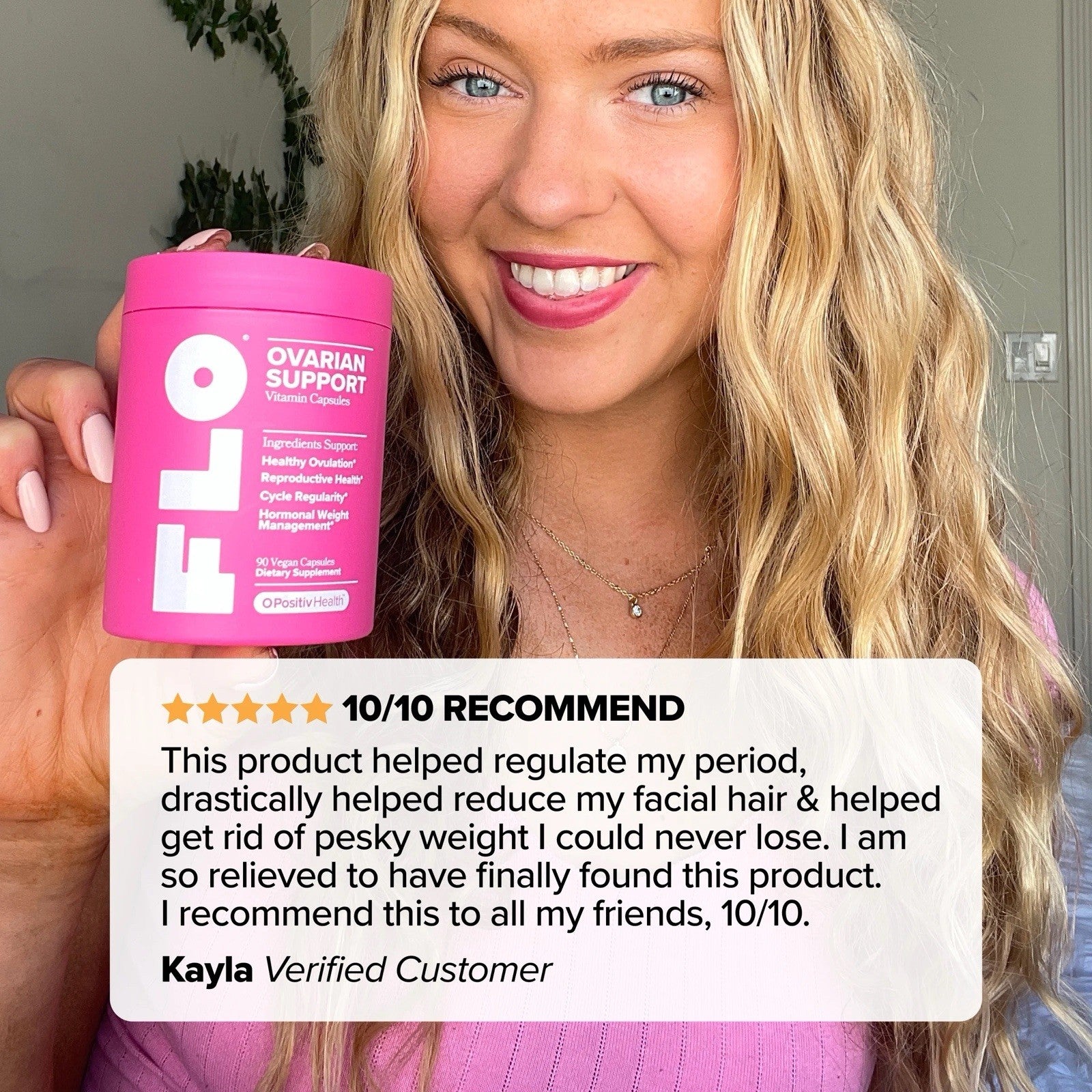 FLO Ovarian Support Vitamin 90 Vegan Capsules Dietary Supplement Hormone Balance