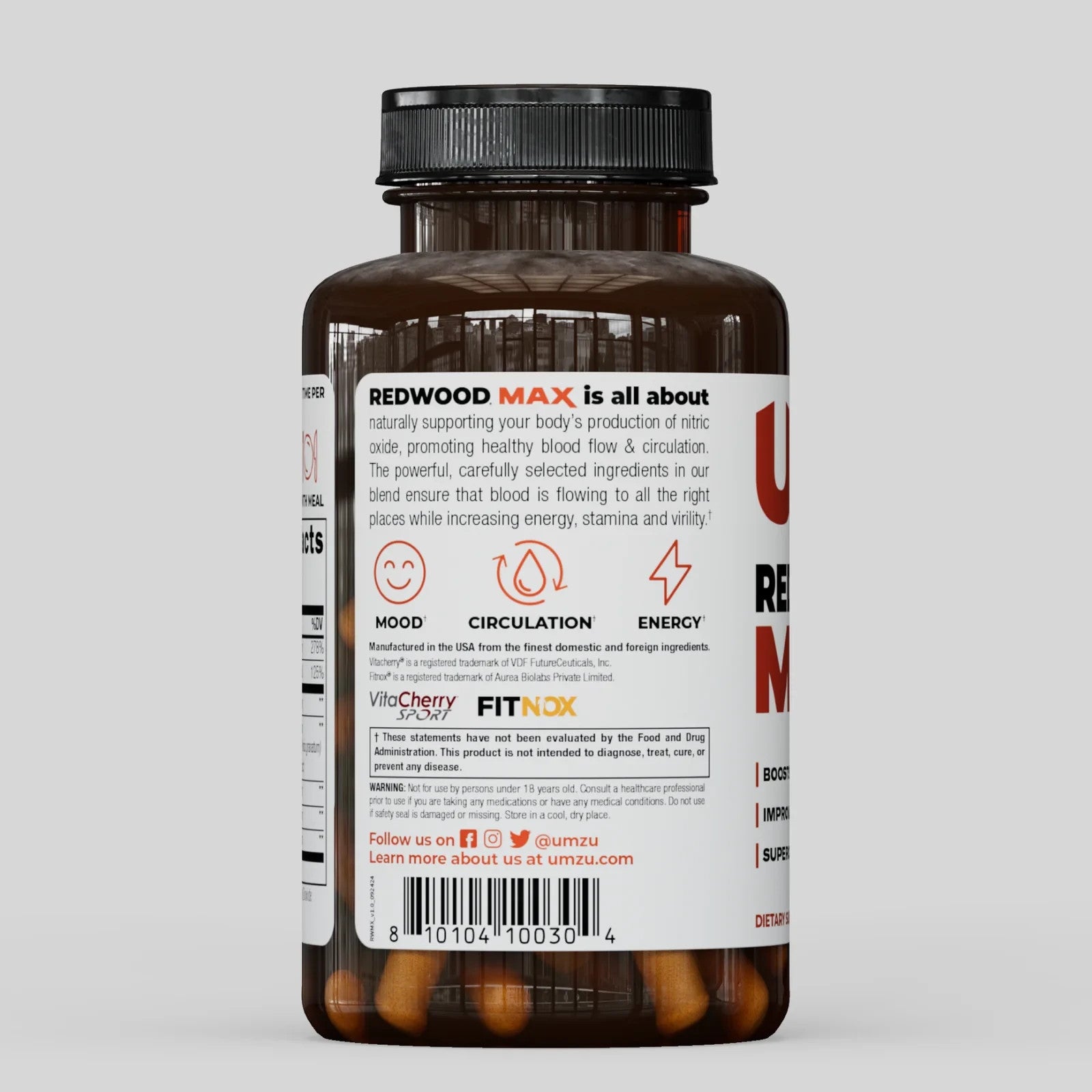 UMZU Redwood MAX 60 Capsules | Boost Nitric Oxide, Blood Flow & Stamina USA