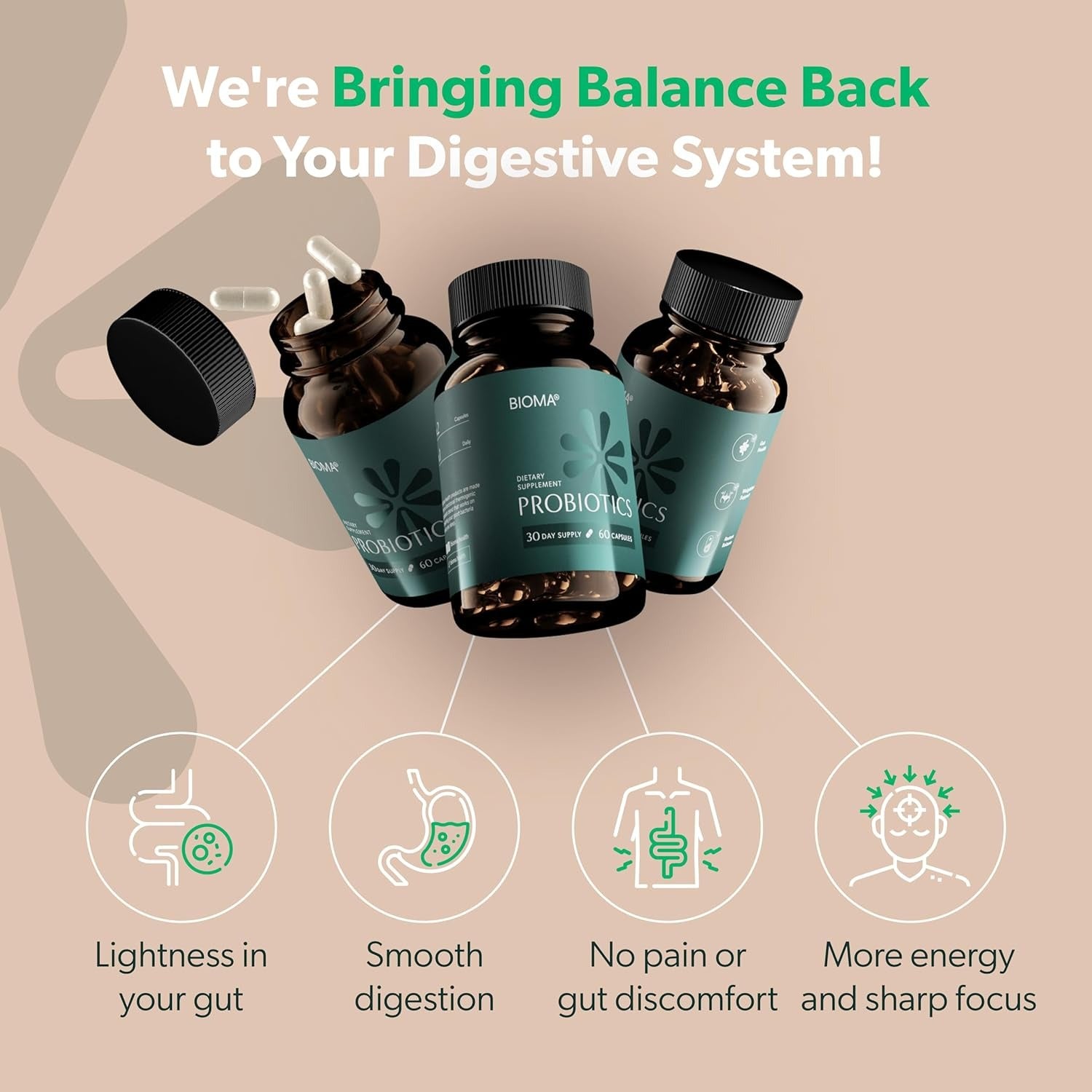 Bioma Probiotics for Digestive Health.