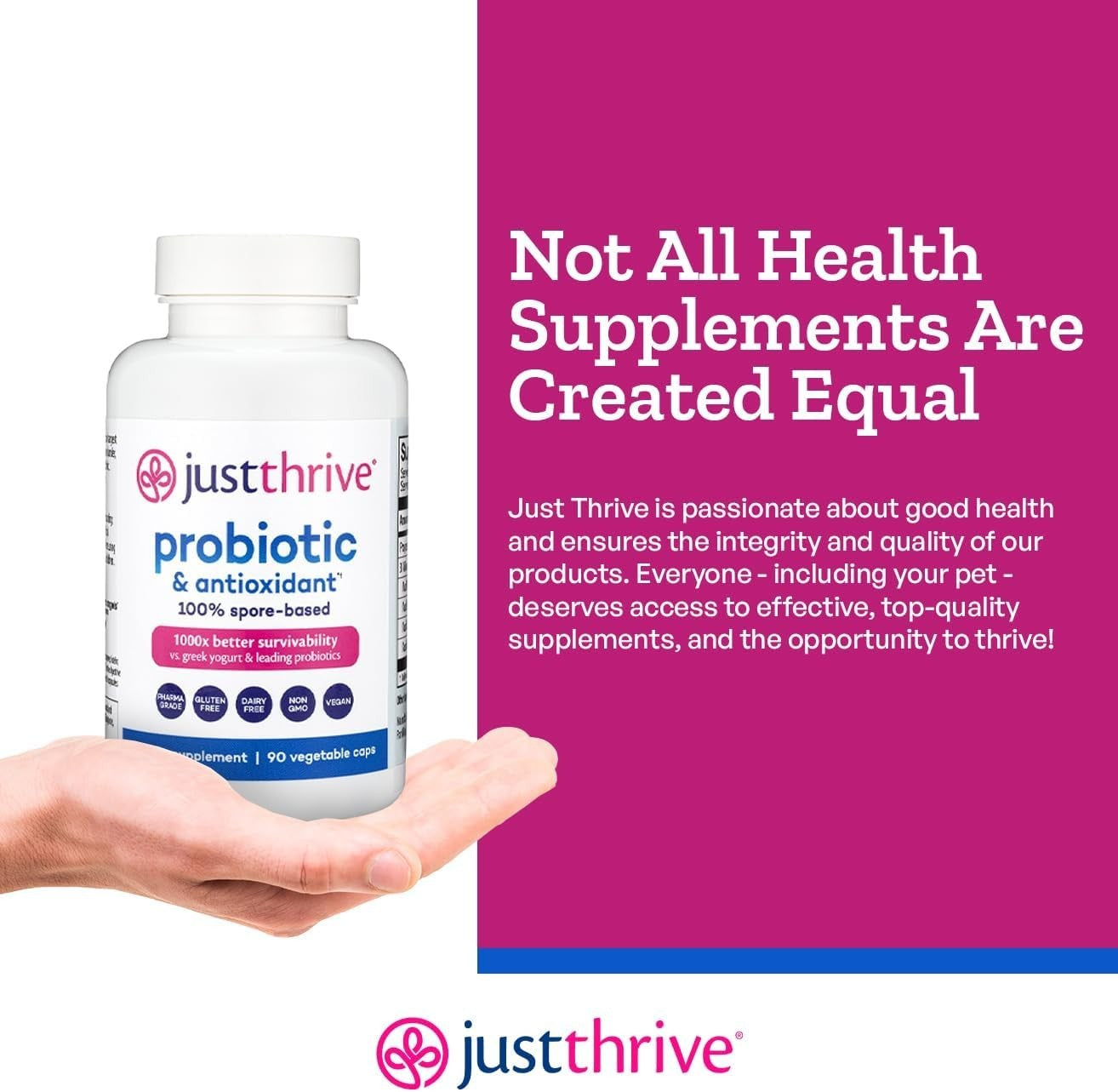 Just Thrive Probiotic & Antioxidant Spore Based Supplement 90 Capsules Exp 4/26