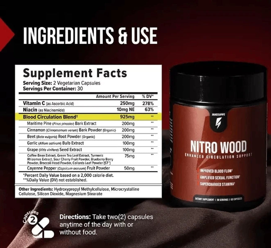 Innosupps Nitro Wood Enhanced Circulation Support 60 Capsules