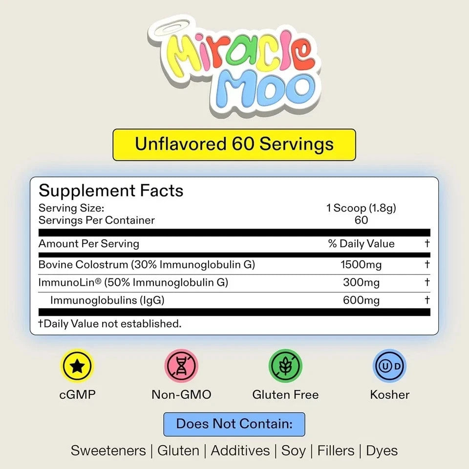 Colostrum Supplement for Gut Health, Hair Growth, Beauty and Immune Support 60 S