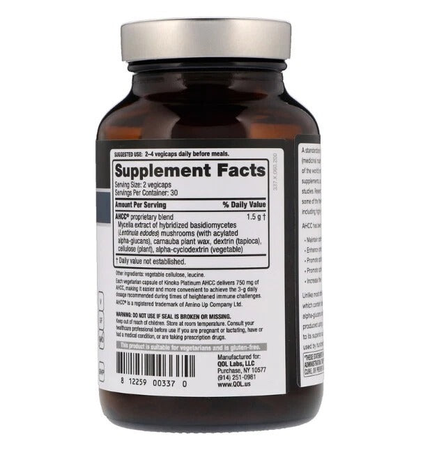 Kinoko Platinum AHCC, Immune Support, 750 mg, 60 capsules